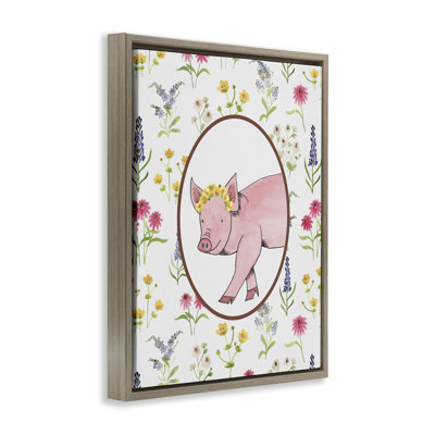 Cadre flottant Farm Friends Cochon et herbes, design par Nina Jacobs