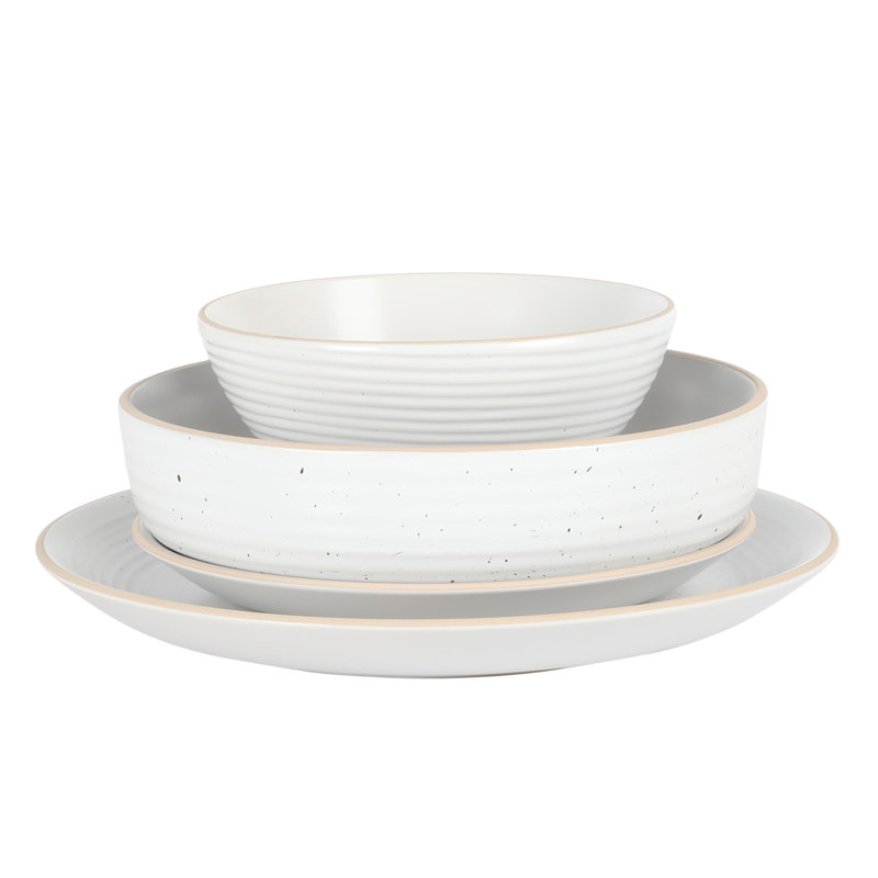 Gibson Home Stoneware Dinnerware Set - Service for 4, White