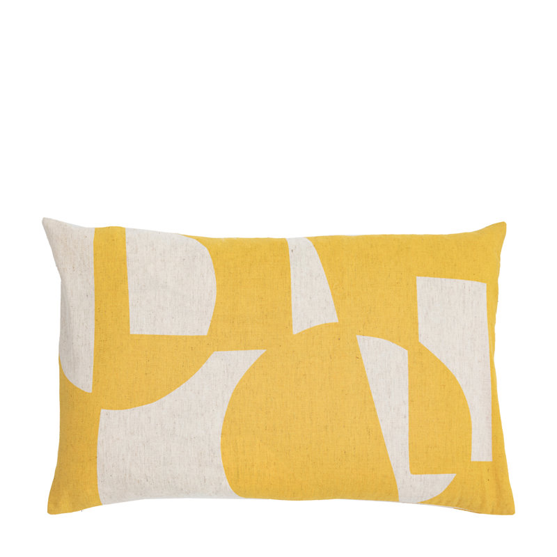 Abstract Square Cushion, Yellow