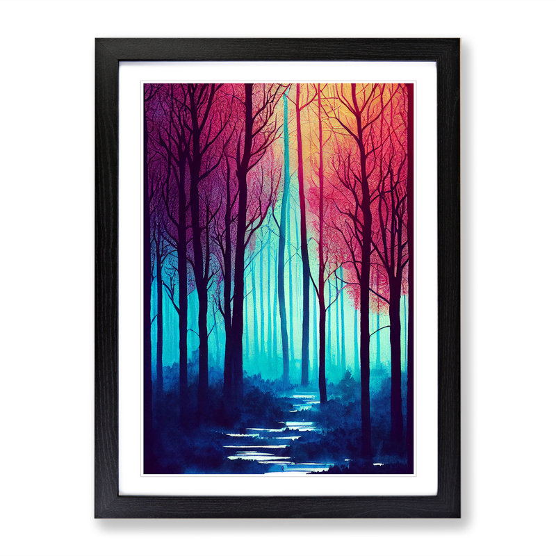 Bright Forest - Single Picture Frame Print, Black, 46cm H x 34cm W x 2cm D