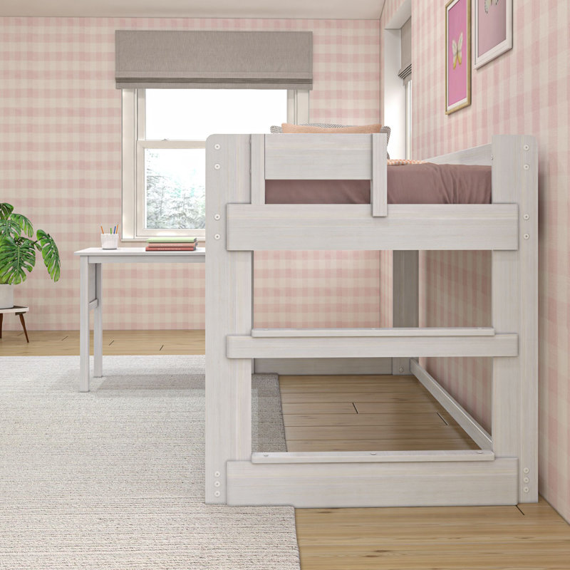 Irma Kids Twin Loft Bed with Desk, White Wash