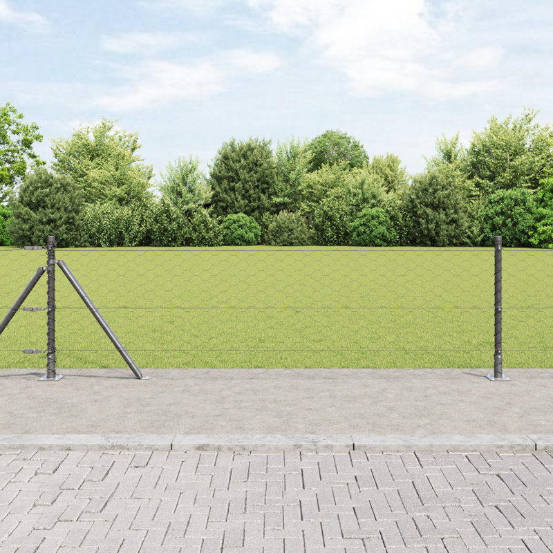 Hexagon Fence Grey Steel, 40cm H x 2500cm W