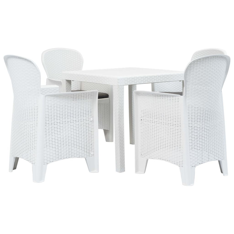 Delyth Square 4 - Person Dining Set with Cushions, White, 4