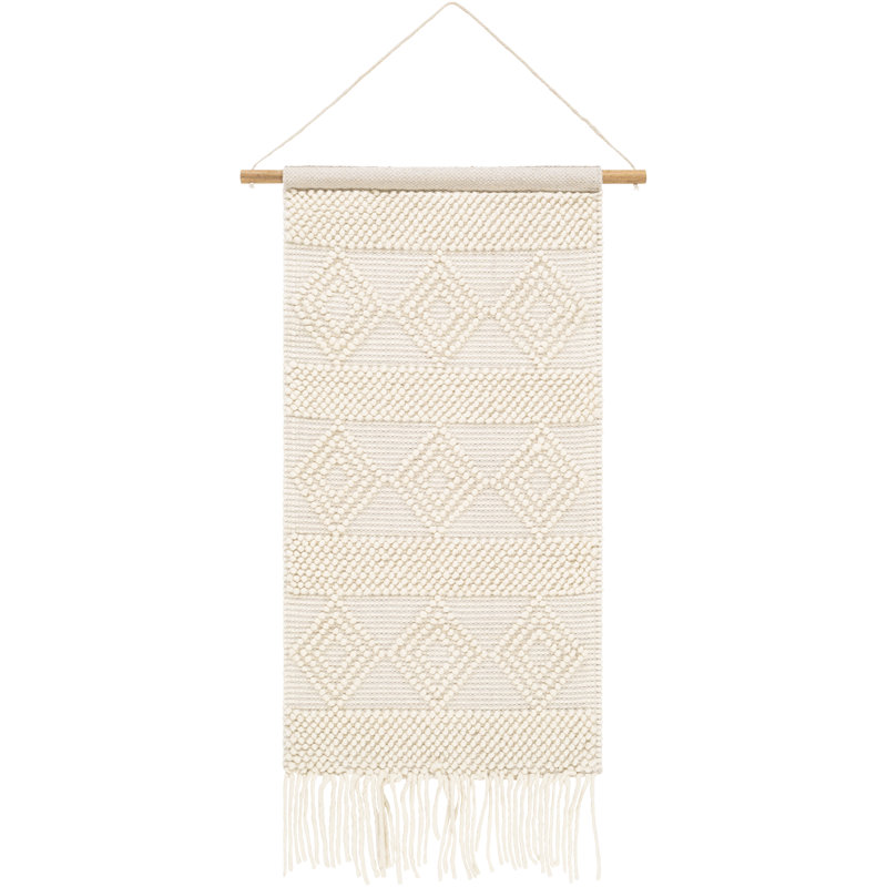 Brinson 44" H Hand-Woven Geometric Wool Blend Wall Hanging, White