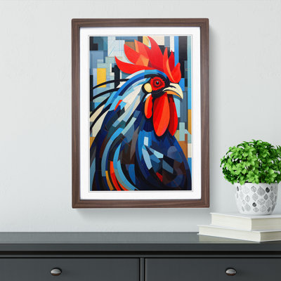 Rooster Constructivism No.2 - Single Picture Frame Print on Wood