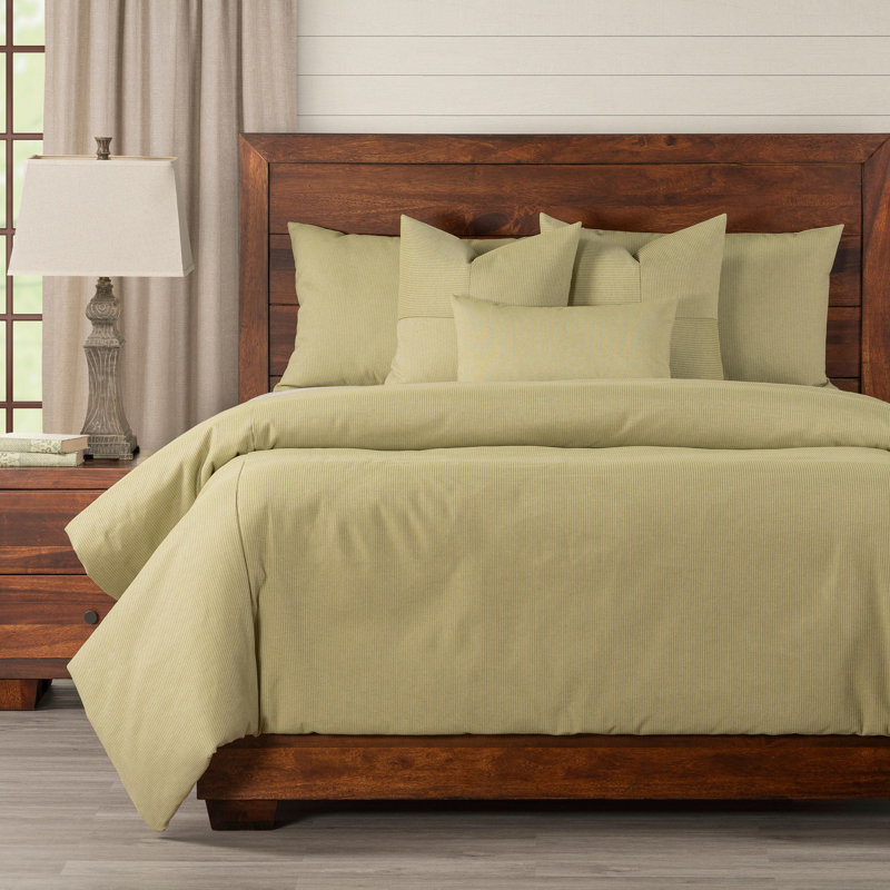Smithsonian Redeem Stripe Eco-friendly Duvet Cover & Insert Set, King Dvet Cover & Insert + 2 King Shams, Spring Green