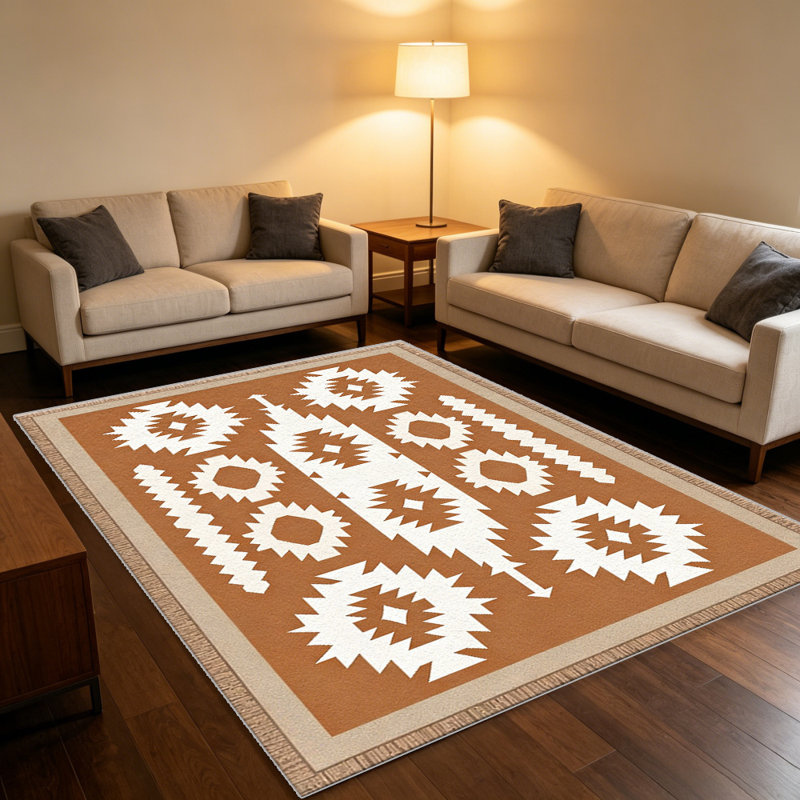 Terracotta Southwestern carpet-easy to clean, machine-washable, soft and comfortable; suitable for door mats, kitchens, living rooms, bedrooms, corridors, and laundry areas. Easy to clean, durable carpet for home decoration.