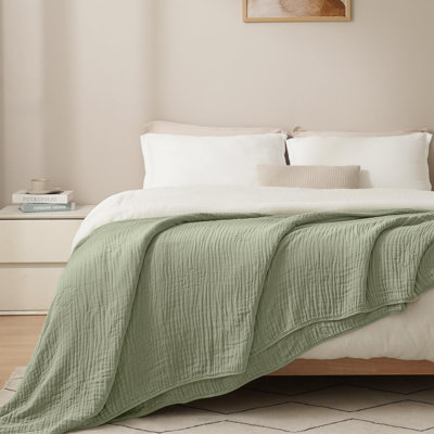 PHF Cooling Muslin Blanket, 6-Layer Lightweight Gauze Blanket Made from 35% Rayon Derived from Bamboo & 65% Cotton, Breathable & Ultra Soft Cozy for Hot Sleepers