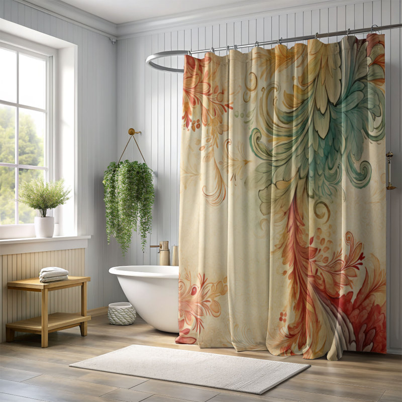 Rideau de douche Retro Paisley - Premium, H 74 po x l 71 po