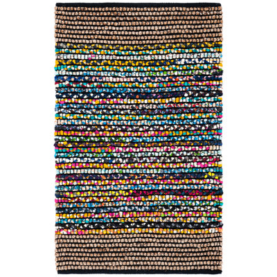 Palembang Hand Woven 0.6 Cotton 0.4 Jute Striped Rug