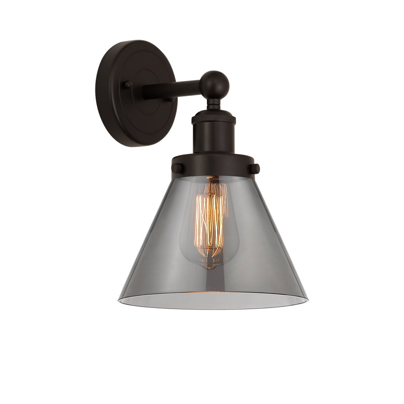 Applique murale à bras en acier 1 lumière Chesterhill, Plaqué couleur fumée, Bronze huilé