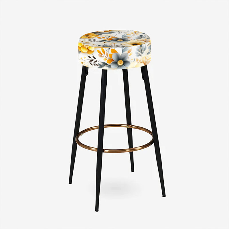 Ensemble de 2 tabourets de bar gris et floral