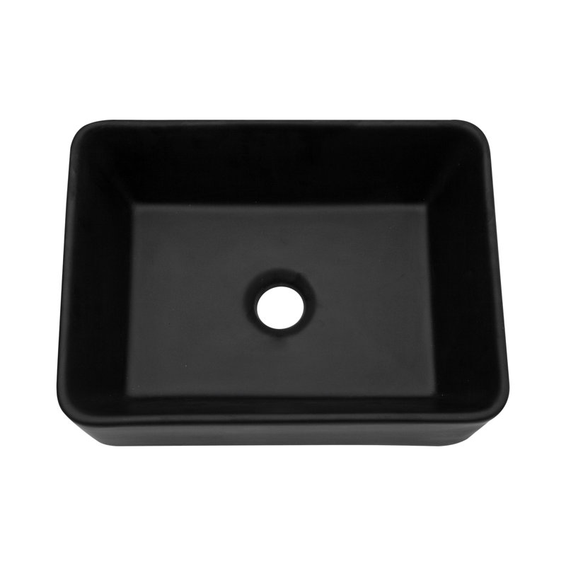 16" x 12" Black Bathroom Vessel Sink Rectangular Black Ceramic Vessel Sink Above Counter Sink