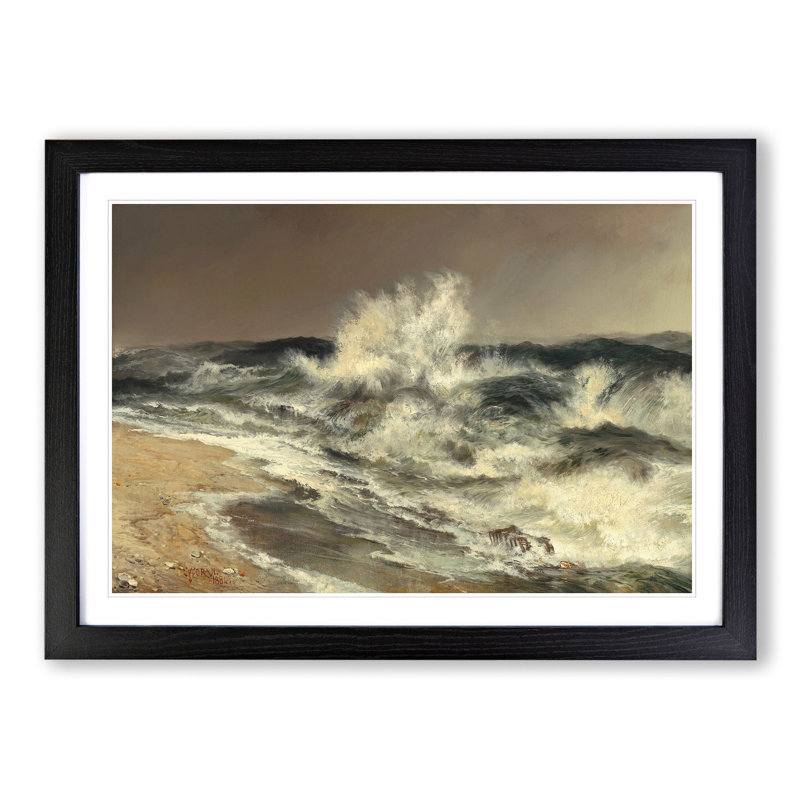 The Much Resounding Sea by Thomas Moran - Picture Frame Painting, 27cm H x 36cm W x 2cm D, Black Framed