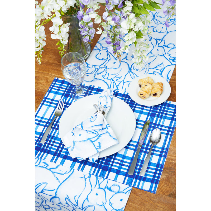 Blue Bun & Plaid Towel Set 2