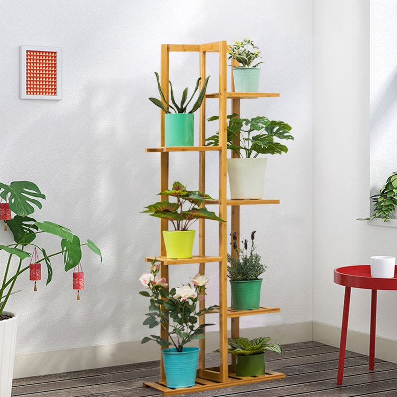Alexander Free Form Multi-Tiered Wooden Plant Stand, Natural