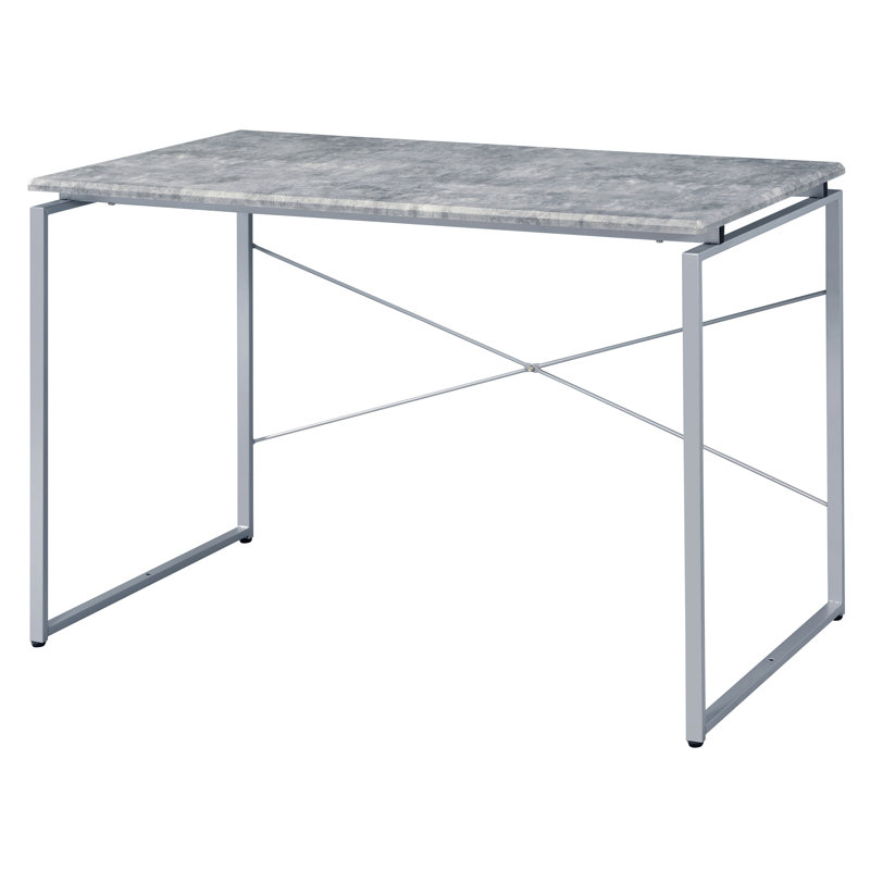 Bureau d'écriture gris et argent avec base en métal, Gris