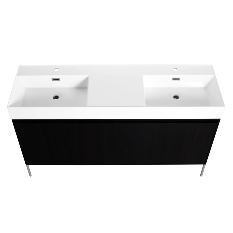 60" Freestanding Bathroom Vanity With Resin Double Sink