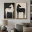 «Black and White Horse Animal Abstract Boho Living Room», reproduction d'art sur toile encadrée-107118062-107118061