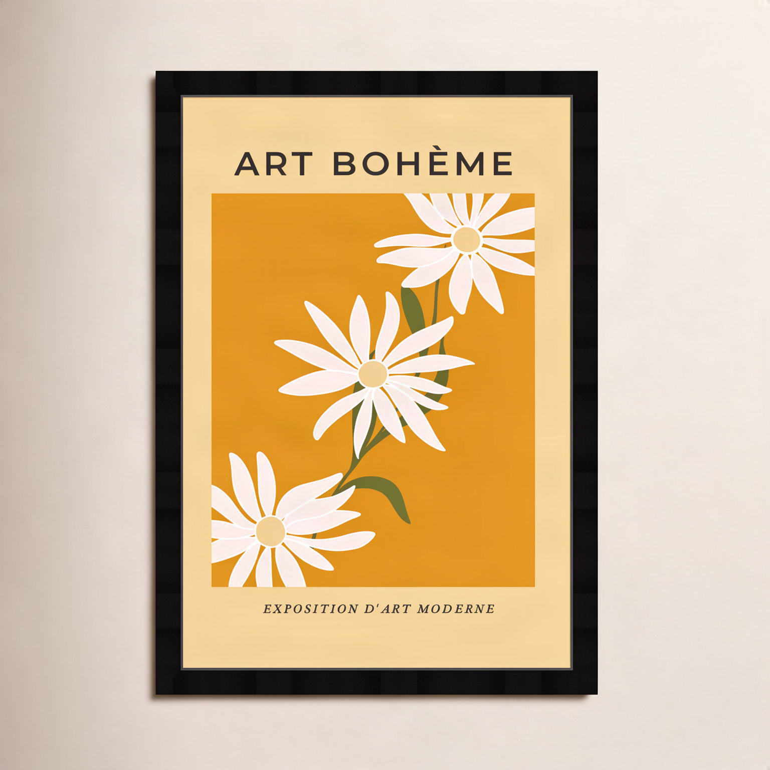 French "White Daisy" Print by Oliver Gal, 32" H x 22" W, Black Framed Paper
