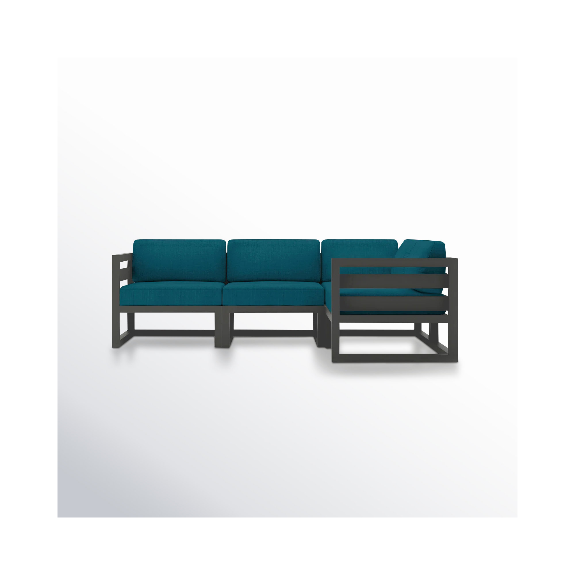 Smith 94" Outdoor Sectional with Sunbrella Cushions, Spectrum Peacock, Slate