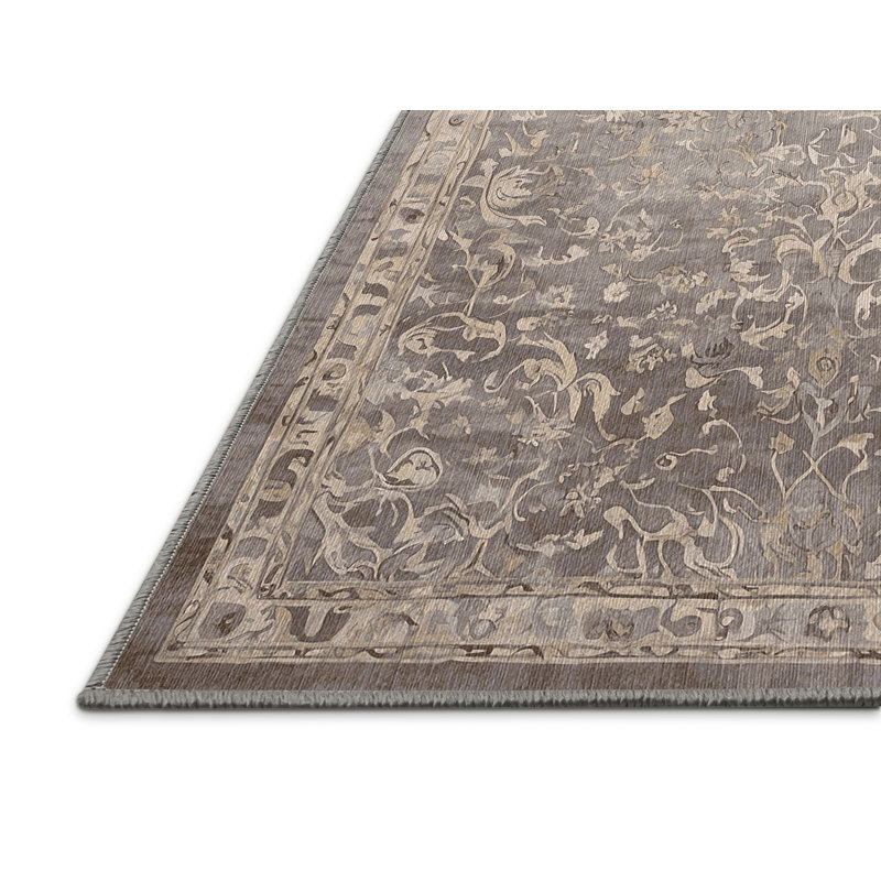 Tapis gris lavable à la machine, Rectangle 7 pi x 9 pi