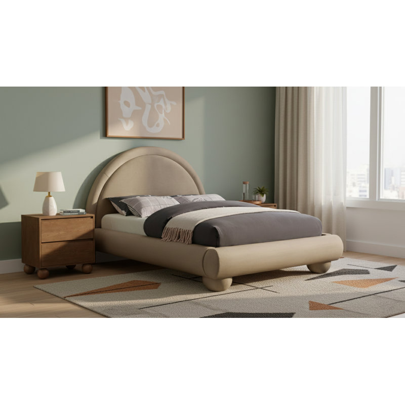 Madrid Velvet Bed, Full / Double, Taupe Velvet