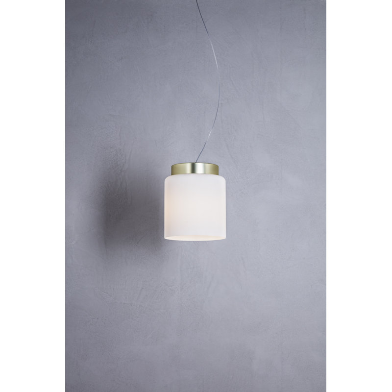 Segesta 1 - Light Drum Pendant, Brass, Opal White, 300cm H x 36cm W x 36cm D