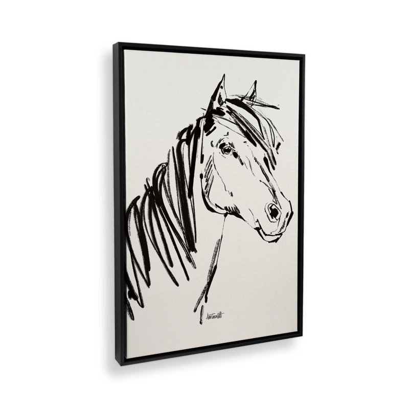 Reproduction d'art à cheval par Anne Tavoletti, Noir, H 24 po x l 18 po, Floater Frame
