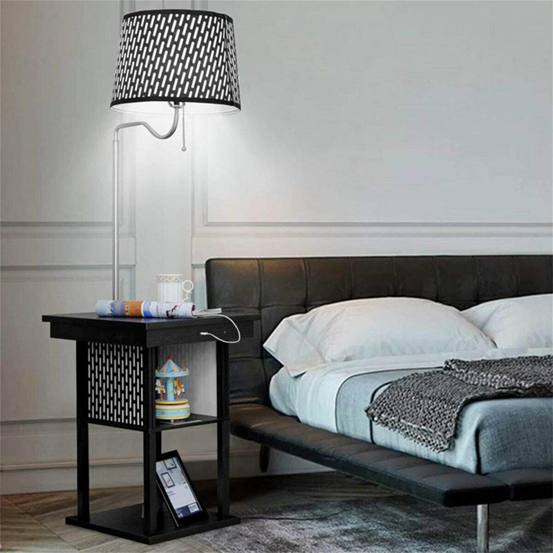 58'' Tray Table Floor Lamp with USB and Outlet