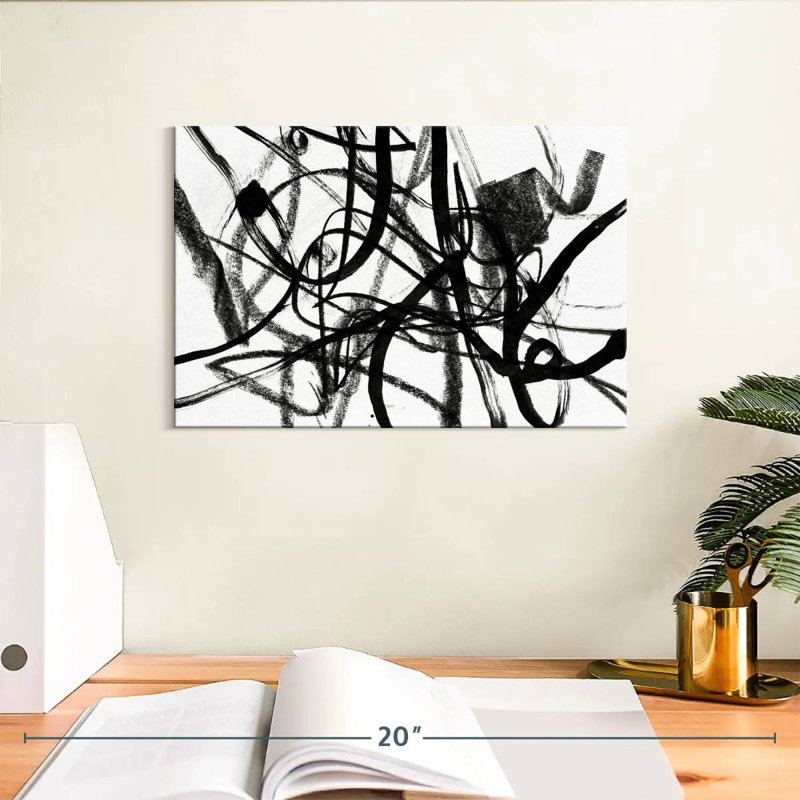 Wild Black Lines, 8" H x 12" W