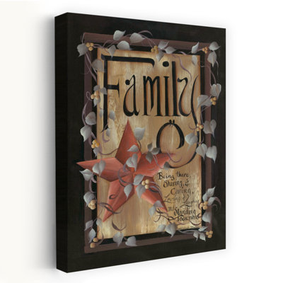 Famille avec étoile - typographie familiale contemporaine, étoile rouge, art des vignes