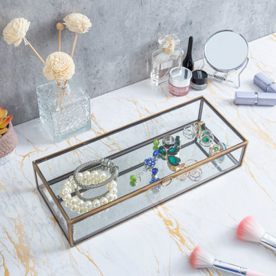 Boîte à bijoux en métal et en verre