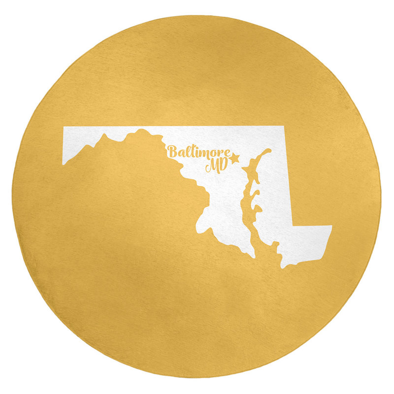 Tapis jaune en poly-chenille baltimore maryland, Rond 5 pi