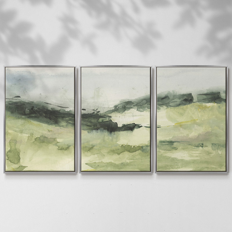 Hill Scramble II, reproduction sur toile 3 pièces, Encadrement argenté, H 24 po x l 48 po x P 2 po