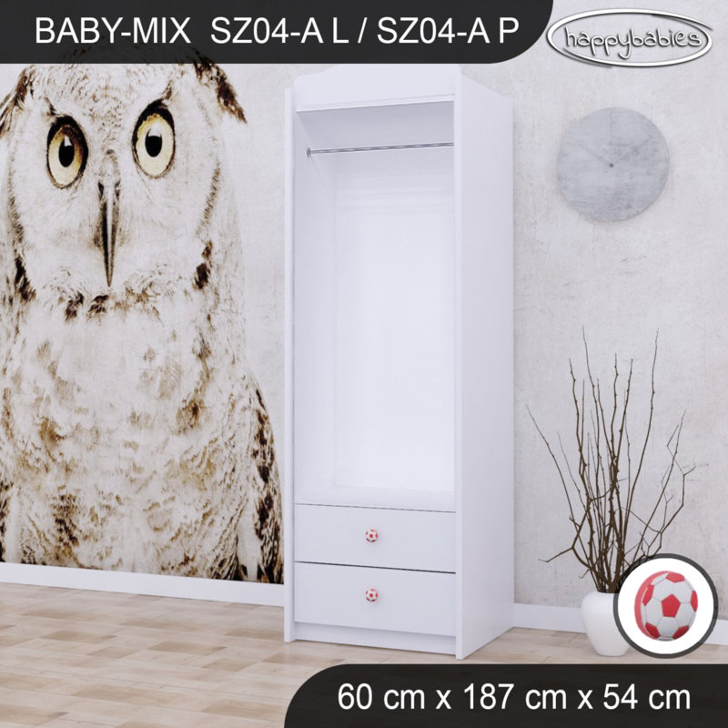 Ball 1 Door Wardrobe, White/Red