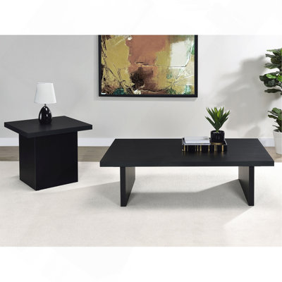Black 2-Piece Rectangular Coffee And End Table Set