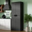 Armoire de rangement autoportante de 71 po de hauteur, garde-manger 4 portes avec tablettes réglables, rehausse de cuisine et de salle à manger, noir-905410545