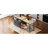 Grey Rolling Kitchen Island With 4 Door Storage & Extendable Table Ample Cabinet Space
