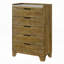 Commode de rangement de chambre à coucher transitionnelle avec 5 tiroirs en bois d'hévéa massif 1pc