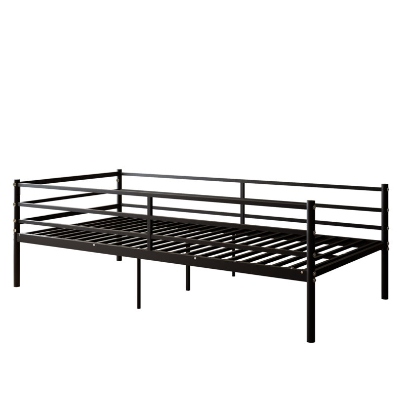 Lit de jour simple, support de lattes en métal robuste, sommier plateforme pour matelas de salon, chambre d'amis, assemblage facile
