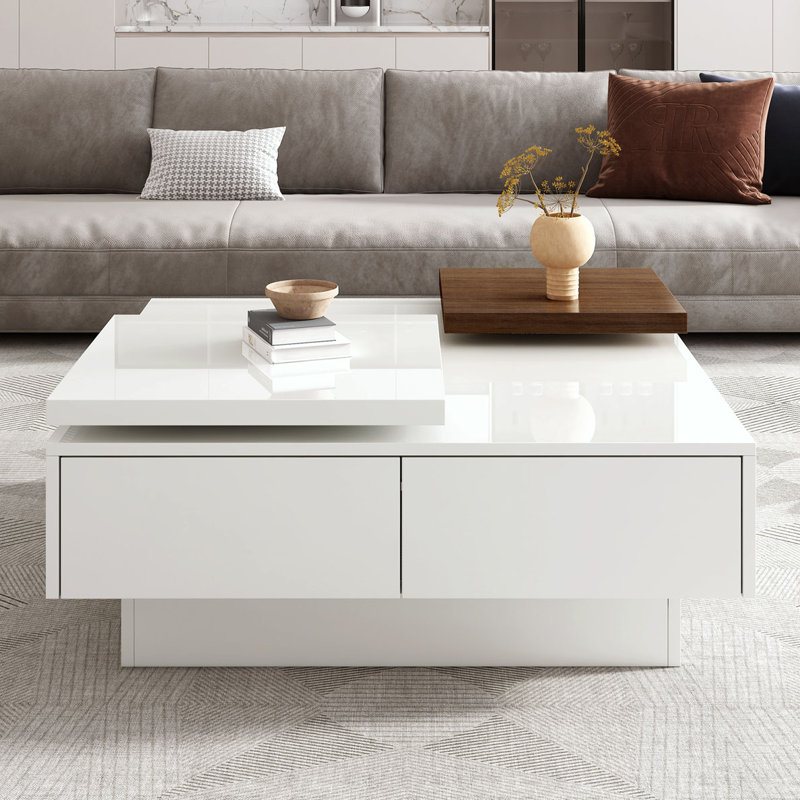 Table basse moderne carrée, Blanc