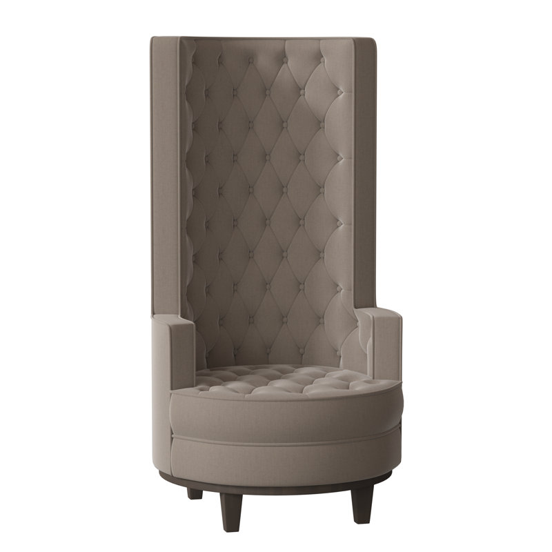 Norma Tufted Wingback Chair, Encore Pecan, Brown Mahogany