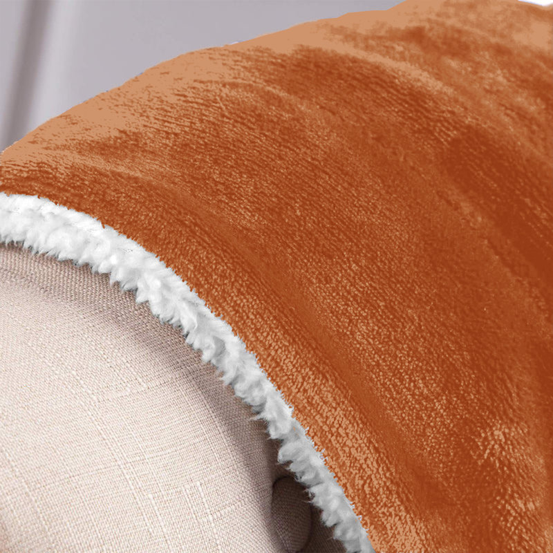 Ultra-Soft Sherpa Fleece Blanket(Reversible), Rust, 150cm x 130cm