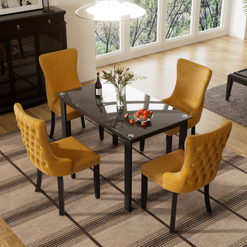 Ensemble de salle à manger 4 pièces, Jaune, H 29,5 po x L 47 po x l 27,6 po