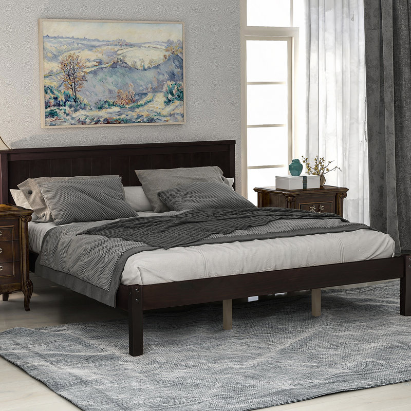 Perry Solid Wood Twin Size Standard Bed, Queen, Black