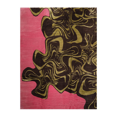 Mark Phillips One-of-a-Kind Rectangle 9' X 12' 1970s Wool Area Rug in Pink