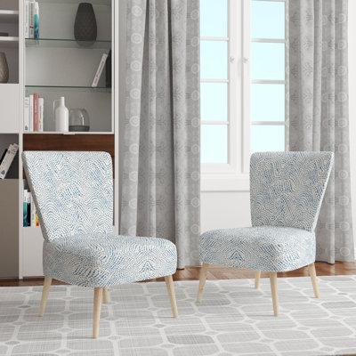 Dots Accent Chair - Dotted wave coastal Blue Side Chair