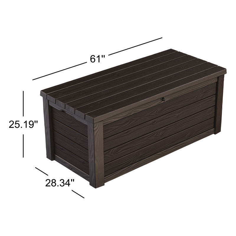 Keter Eastwood 150 Gallon Durable Resin Outdoor Storage and Organization Deck Box For Patio Furniture and Supplies, Brown