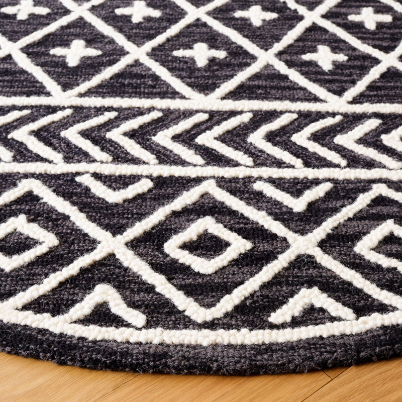 Anbar Hand Tufted Wool And Cotton With Latex Southwestern Rug, Round 6'